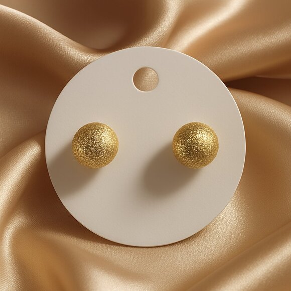 Elegant Textured Gold Tone Stud Earrings – Minimalist Women’s Fashion Jewelry - Picture 1 of 9